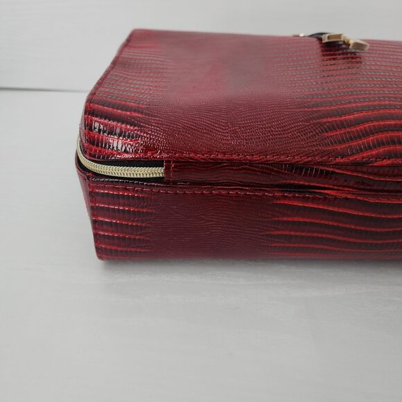 Estee Lauder Red faux Croc Embossed travel bag case NWOT - Picture 11 of 11